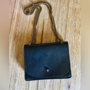 MADEWELL-Black Vachetta Leather Chain Crossbody